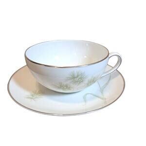 Vintage 1940-60s MCM Vita Craft Bavarian China Greenbriar Tea Cup Saucer White 4